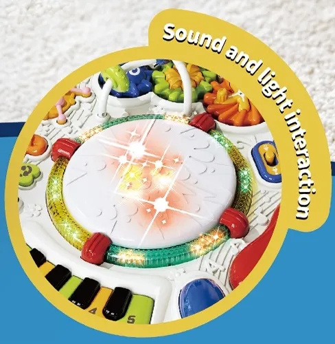 Masuta activitati Giftry®, centru multifunctional 8 in 1, instrumente muzicale cu lumini si sunete, interactiv si educativ, baieti si fete, 1+, albastru [7]