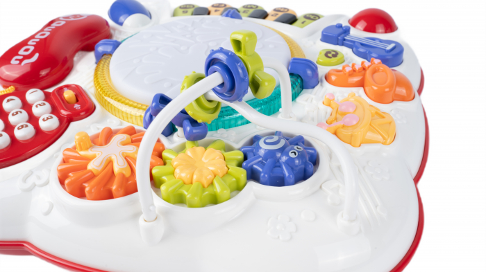 Masuta activitati Giftry®, centru multifunctional 8 in 1, instrumente muzicale cu lumini si sunete, interactiv si educativ, baieti si fete, 1+, albastru [2]