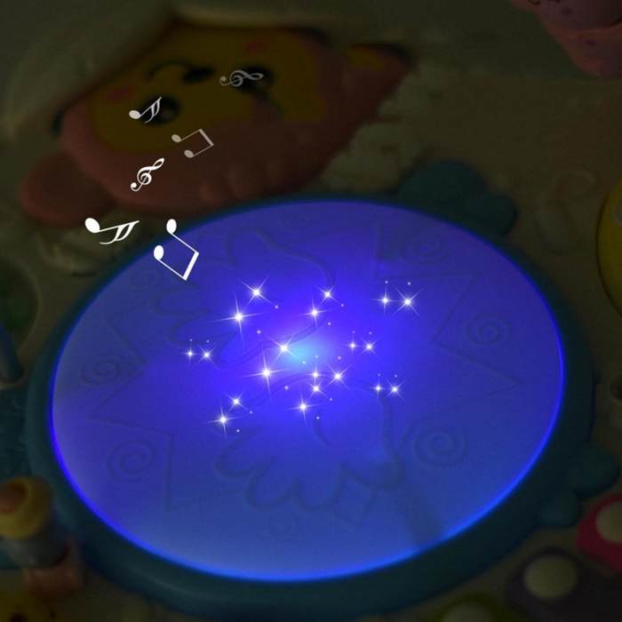 Masuta activitati Giftry®, centru multifunctional, instrumente muzicale, xilofon, elemente senzoriale, lumini si sunete, interactiv si educativ, 1+, roz [4]