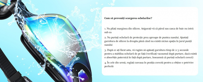 Ochelari de inot profesionali unisex, Giftry®, Policarbonat/Silicon, Anti-UV/ anti-aburire, aqua [4]
