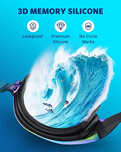 Ochelari de inot profesionali unisex, Giftry®, Policarbonat/Silicon, Anti-UV/ anti-aburire, aqua [8]