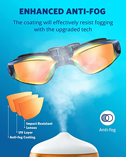 Ochelari de inot profesionali unisex, Giftry®, Policarbonat/Silicon, Anti-UV/ anti-aburire, portocaliu [3]