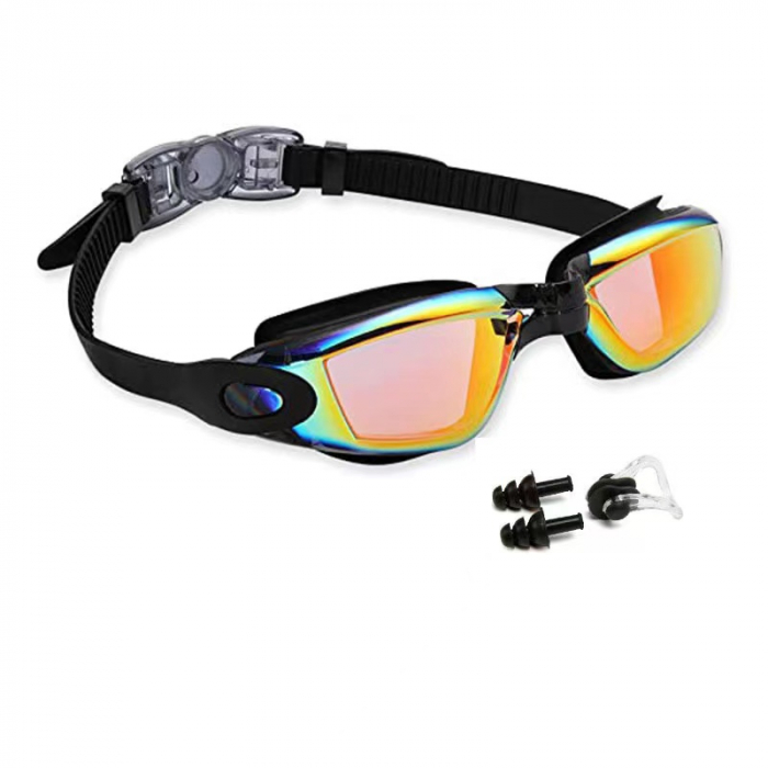 Ochelari de inot profesionali unisex, Giftry®, Policarbonat/Silicon, Anti-UV/ anti-aburire, portocaliu [7]