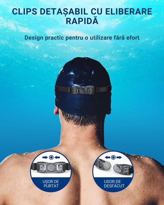 Ochelari de inot profesionali unisex, Giftry®, Policarbonat/Silicon, Anti-UV/ anti-aburire, marime reglabila, argintiu [3]