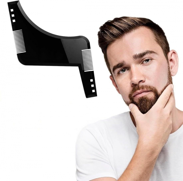 Pieptan modelare si contur barba, beard shaper, maro [1]