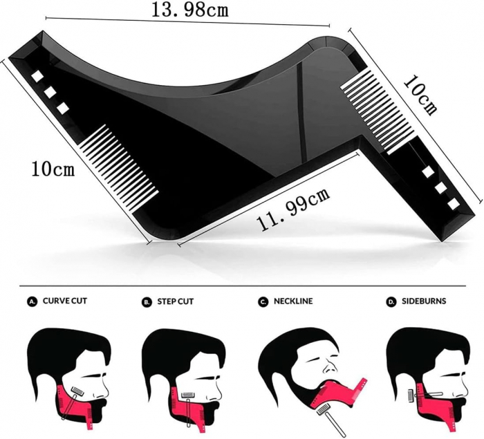 Pieptan modelare si contur barba, beard shaper, maro [12]