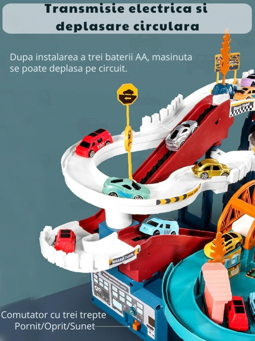 Pista de curse cu dinozauri, Giftry®,  set de joaca educativ si distractiv, cu pista pentru masinute si dinozauri, include 10 masinute mini, cadou perfect pentru baieti si fete de 3-8 ani [6]