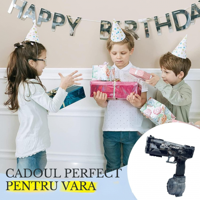 Pistol cu Apa Electric cu Acumulator Giftry®, Jet Puternic, Rezervor 500ml, Design Transparent, Culoare Negru – Jucarie Vara Copii si Adulti, Piscina si Plaja [9]