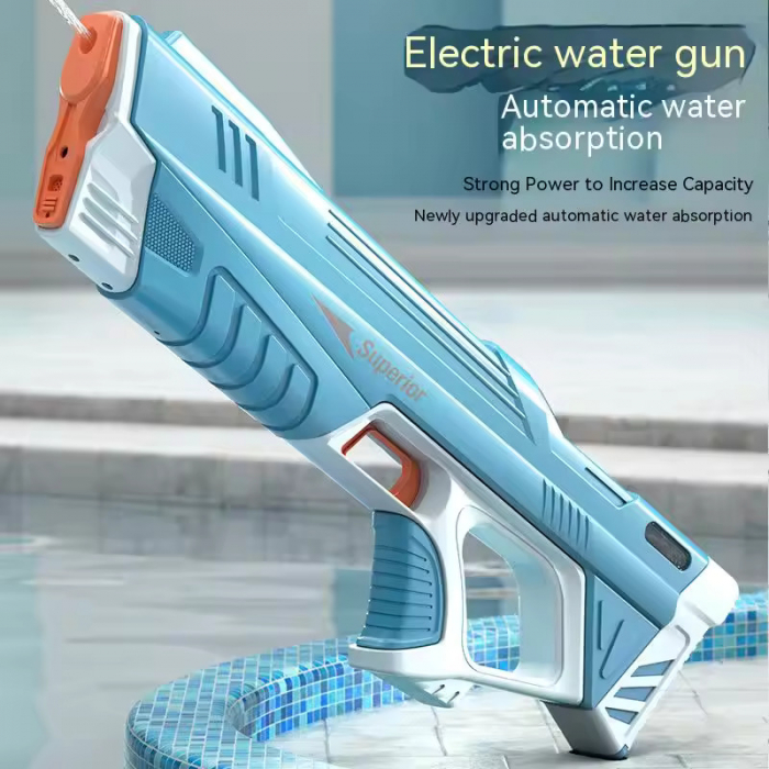 Pistol cu apa electric Giftry®, distanta tragere 10m, umplere automata rezervor, acumulator, cablu USB, albastru [9]