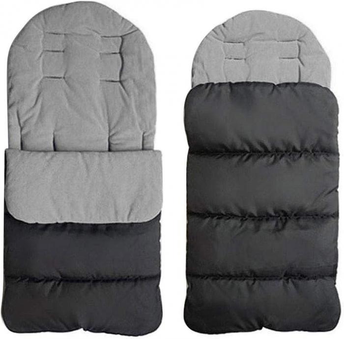 Sac de iarna pentru carucior, Giftry®, Husa picioare, cu fermoar, impermeabila, rezistenta la vant, marime universala, captuseala polar fleece, gri [1]
