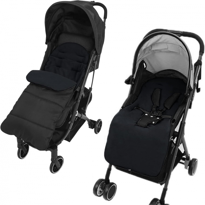 Sac de iarna pentru carucior, Giftry®, Husa picioare, cu fermoar, impermeabila, rezistenta la vant, marime universala, captuseala polar fleece, negru [4]