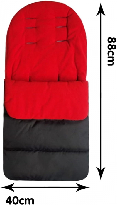 Sac de iarna pentru carucior, Giftry®, Husa picioare, cu fermoar, impermeabila, rezistenta la vant, marime universala, captuseala polar fleece, rosu [4]