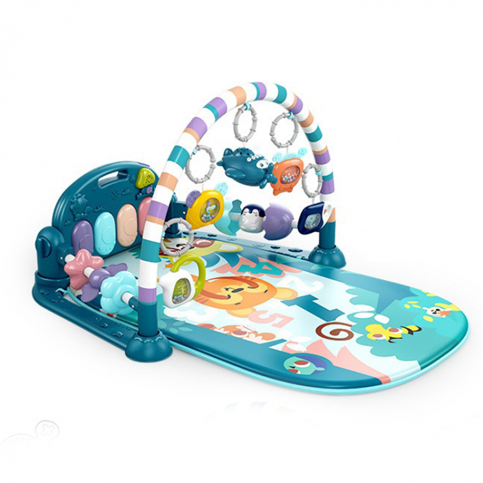 Saltea de activitati pentru bebelusi, covoras multifunctional, interactiv, 5 jucarii senzoriale, albastru, 0 luni + [7]
