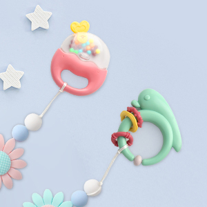 Set 2 Lantisoare pentru Suzete din Silicon Alimentar Giftry®  – Design Floarea-Soarelui, Universal pentru Suzete si Jucarii Dentitie, Cadou Ideal, (Roz & Verde) [8]