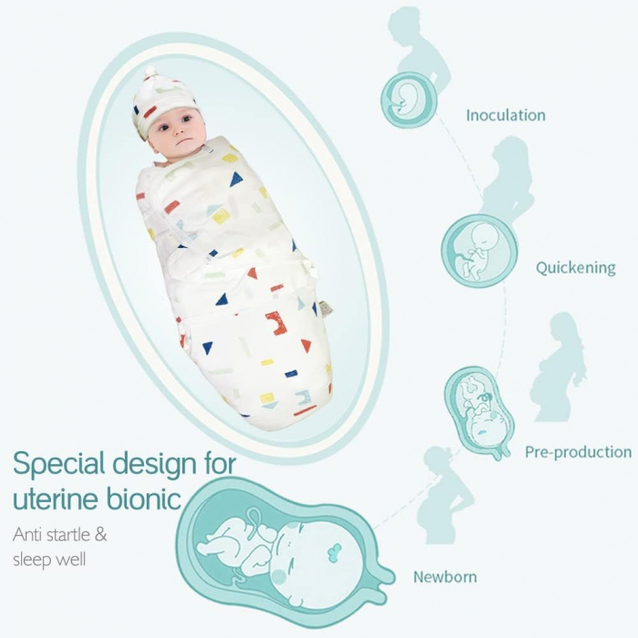 Set 2 sisteme de infasat reglabil 0-3 luni Giftry, bumbac 100%, alb / multicolor [2]