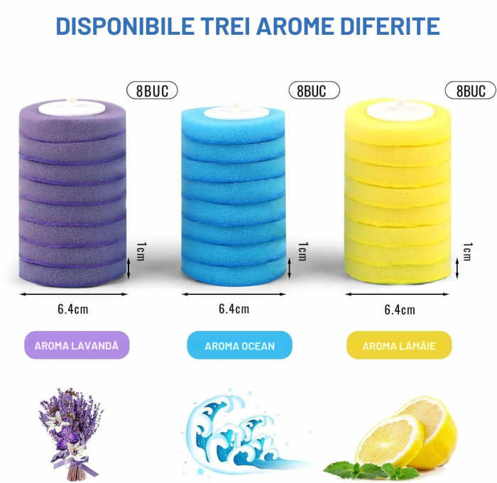 Set 24 Rezerve Bureti pentru Perie WC Giftry® + 3 Difuzoare Aroma – Lamaie, Lavanda, Iasomie – Igiena si Prospețime pentru Toaleta [8]