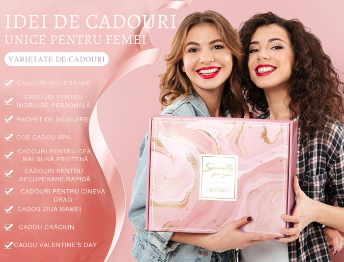 Set Cadou Premium pentru femei, Giftry®, 11 Piese, Patura pufoasa, Spa cu arome de trandafiri, lumanare parfumata, termos inox, sapun, cadou Craciun, 1, 8 Martie, Valentine’s Day, Cutie eleganta, Roz [9]