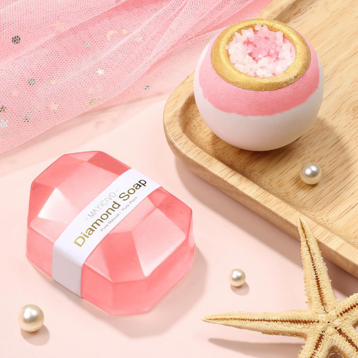 Set Cadou Premium pentru femei, Giftry®, 11 Piese, Patura pufoasa, Spa cu arome de trandafiri, lumanare parfumata, termos inox, sapun, cadou Craciun, 1, 8 Martie, Valentine’s Day, Cutie eleganta, Roz [7]