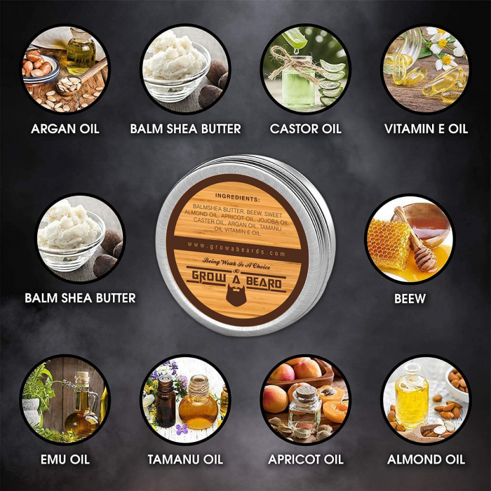 Set complet ingrijire barbati pentru barba si mustata, 8 piese, sampon, balsam, ulei, perie, piaptan, foarfeca [3]