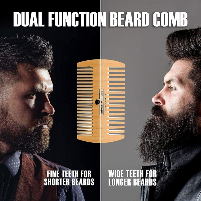 Set complet ingrijire barbati pentru barba si mustata, 8 piese, sampon, balsam, ulei, perie, piaptan, foarfeca [4]