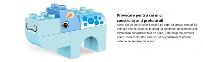 Set Constructie Giftry® cu 122 Piese – Blocuri Mari Colorate cu Animale Zoo, Compatibile cu Alte Seturi Populare, Jucarie Educativa STEM pentru Copii 3+ Ani, Cadou Creativ Baieti si Fete [6]
