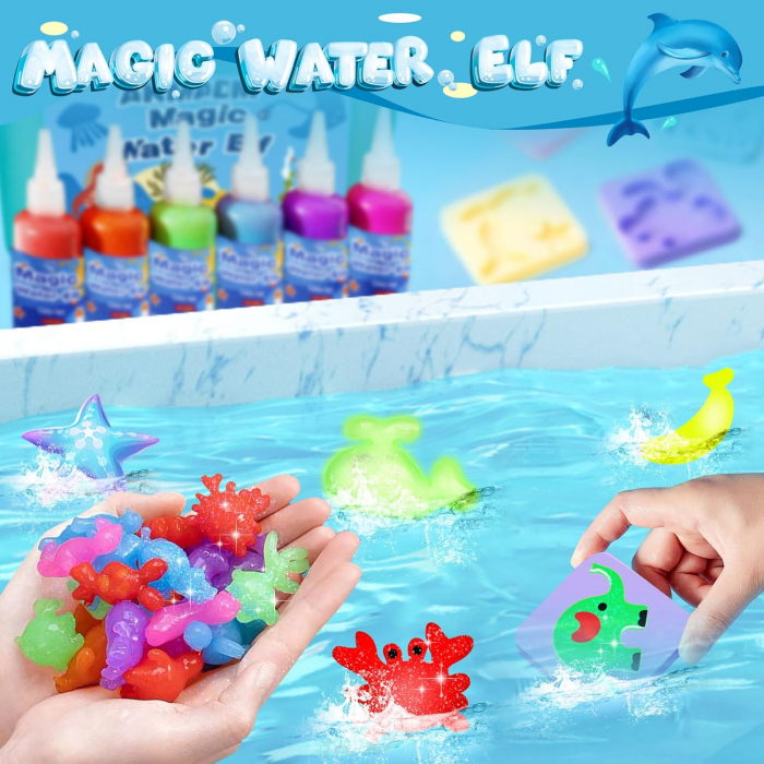 Set Creativ Giftry® – Jucarii interactive pentru Copii, 20 Culori 60 ml, 18 Matrite, Kit Figurine Magice, Accesorii Incluse, Exploreaza Viata Marina, 5 ani+ [5]