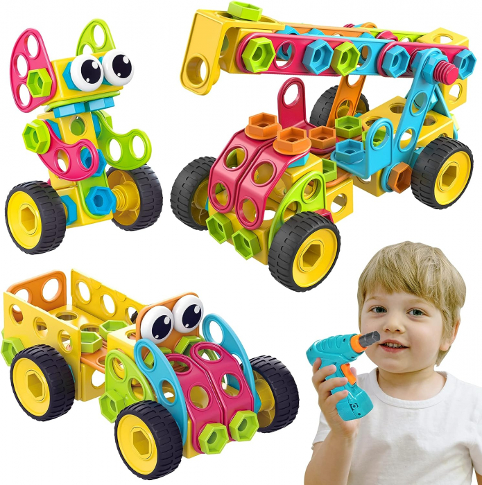Set de constructie Giftry®, 223 piese, jucarie educativa si interactiva STEM, bormasina, puzzle, 3 ani + [5]