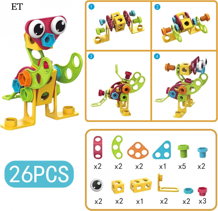 Set de constructie Giftry®, 223 piese, jucarie educativa si interactiva STEM, bormasina, puzzle, 3 ani + [6]