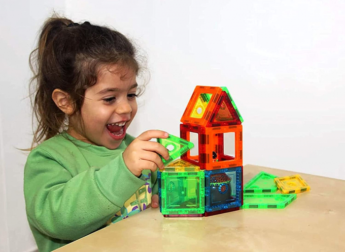 Set de Constructie Giftry, Magnetic Tiles 3D, jucarii educationale STEM, Cadou baieti si fete, 48 Piese, Multicolor, 3 ani + [6]