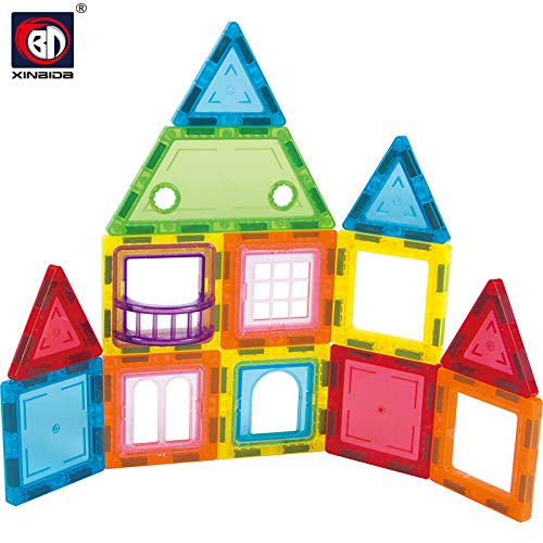 Set de Constructie Giftry, Magnetic Tiles 3D, jucarii educationale STEM, Cadou baieti si fete, 48 Piese, Multicolor, 3 ani + [2]