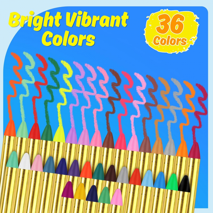 Set de creioane Giftry®, 36 de culori, pictura pe fata si corp, copii si adulti, lavabile, vopsea profesionala non-toxica, ideale pentru petreceri, aniversari, cadouri de Craciun, Halloween, 3 ani + [4]