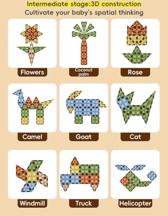 Set Magnetic Tiles 3D Giftry®, constructie dinozauri, jucarii educationale luminoase STEM, baieti si fete, 98 Piese, multicolor, 3 ani + [7]