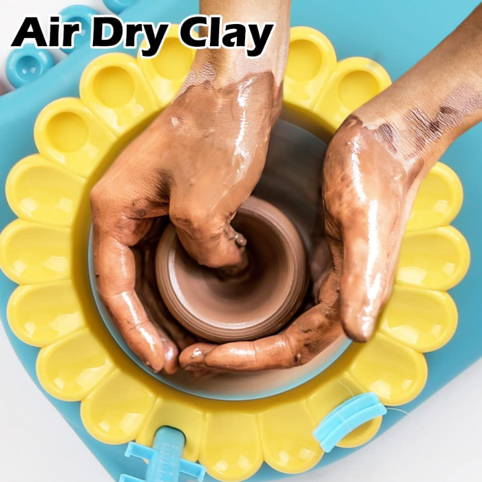 Set olarit Giftry®, model dinozaur, studio modelare ceramica, kit artizanat, cablu USB, jucarie educationala pentru copii, 8+, albastru [4]