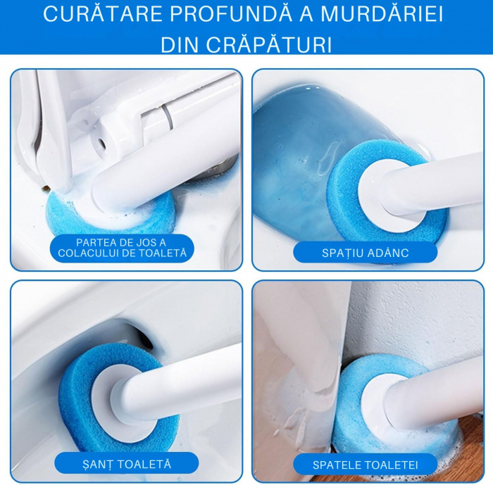 Set Perie WC Giftry® cu Suport de Perete, 24 Bureti de Unica Folosinta, 3 Difuzoare Aroma (Lamaie, Lavanda, Iasomie), Curatare 360°, Igienizare si Odorizare, Alb [3]