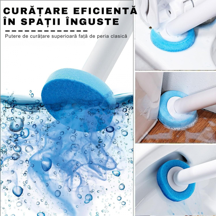 Set Perie WC Giftry® cu Suport de Perete, 24 Bureti de Unica Folosinta, 3 Difuzoare Aroma (Lamaie, Lavanda, Iasomie), Curatare 360°, Igienizare si Odorizare, Alb [7]
