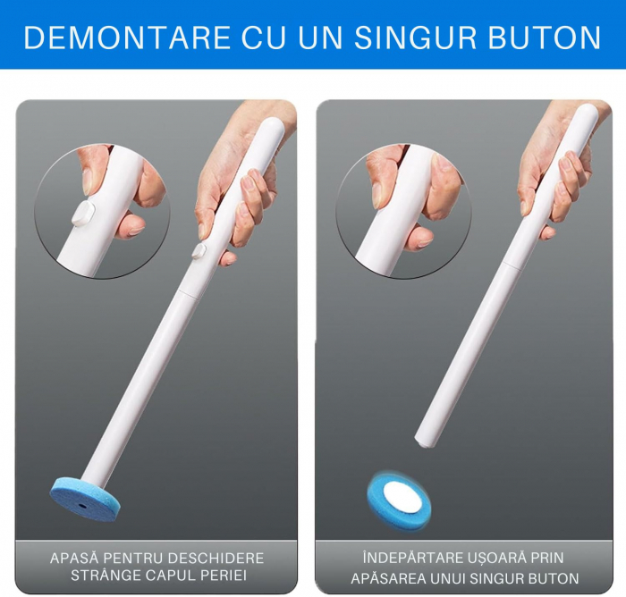 Set Perie WC Giftry® cu Suport de Perete, 24 Bureti de Unica Folosinta, 3 Difuzoare Aroma (Lamaie, Lavanda, Iasomie), Curatare 360°, Igienizare si Odorizare, Alb [9]