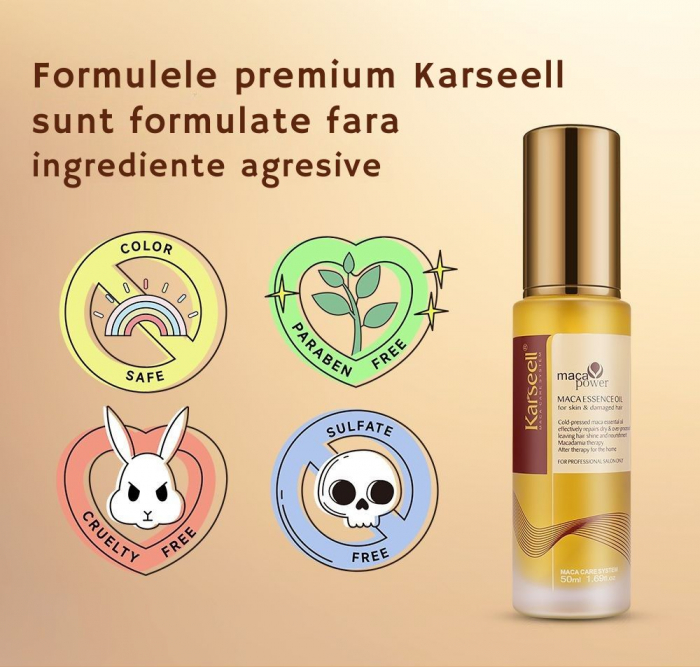 Ulei de par Karseell cu argan marocan, hidratare intensiva si regenerare, bogat in vitamina E, pentru parul uscat si deteriorat, 50ml [3]