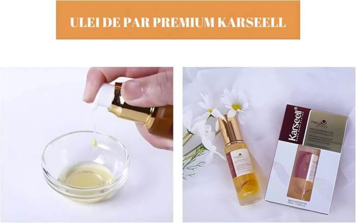 Ulei de par Karseell cu argan marocan, hidratare intensiva si regenerare, bogat in vitamina E, pentru parul uscat si deteriorat, 50ml [4]