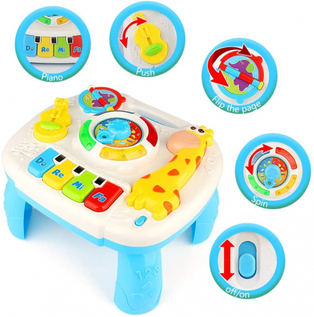 Masuta de activitati Giftry, centru multifunctional, pian cu lumini si sunete, interactiv si educativ, cadou baieti si fete, 1+, multicolor [5]