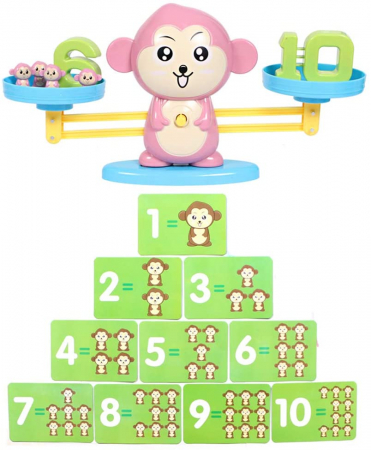 Jucarie maimuta tip balanta, matematica educativa, interactiva pentru acasa, gradinita, 3 ani + [2]