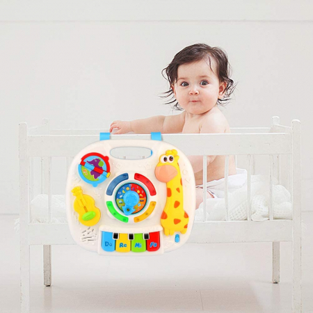 Masuta de activitati Giftry, centru multifunctional, pian cu lumini si sunete, interactiv si educativ, cadou baieti si fete, 1+, multicolor [1]