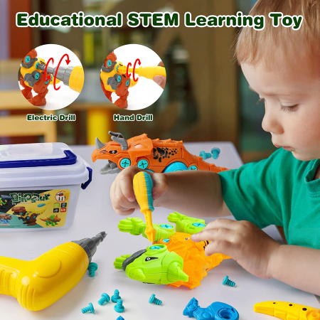 Set de constructie Giftry, asamblare 4 dinozauri , jucarie educationala STEM, bormasina electrica, 3 ani + [11]