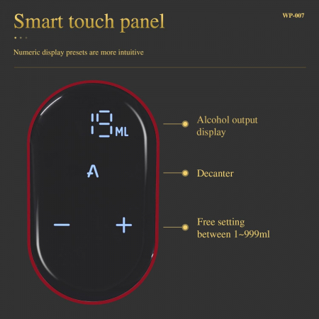 Aerator electric premium Giftry®, pentru vin, whisky, lichior, functie Decantor, Reincarcabil USB, portabil, design user-friendly, rosu [1]