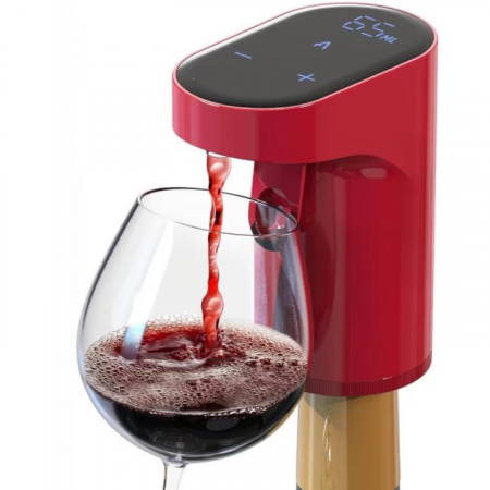 Accesorii bauturi/ Cadouri - Aerator electric premium Giftry®, pentru vin, whisky, lichior, functie Decantor, Reincarcabil USB, portabil, design user-friendly, rosu
