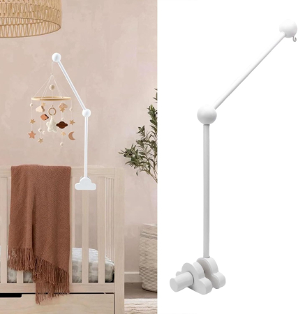 Brat pentru carusel de patut din lemn natural Giftry® – calitate superioara, montaj rapid, design elegant si functional, alb [0]