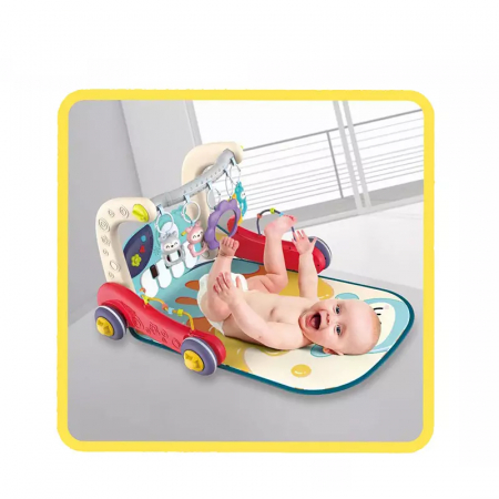 Centru de activitati interactiv Giftry, 2 in 1, multifunctional, saltea activitati si antemergator, pian,5 jucarii senzoriale, multicolor [8]