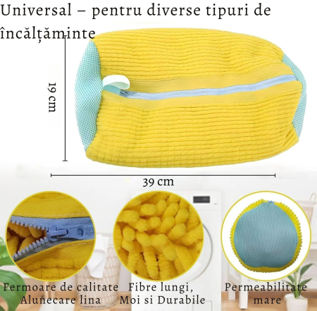 Set Giftry® 2 Saci de Spălare Pantofi și Perie cu Dispenser – Solutie Premium pentru Curatarea Eficientă a Incaltamintei, galben [2]