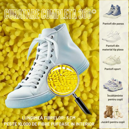 Set Giftry® 2 Saci de Spălare Pantofi și Perie cu Dispenser – Solutie Premium pentru Curatarea Eficientă a Incaltamintei, galben [3]