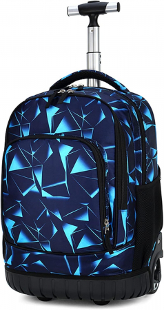 Back to school - Ghiozdan troler multifunctional copii Giftry® – 2-in-1 rucsac cu roti silentioase, maner telescopic, impermeabil, 48 x 31 x 21 cm, ideal scoala si calatorii, Albastru