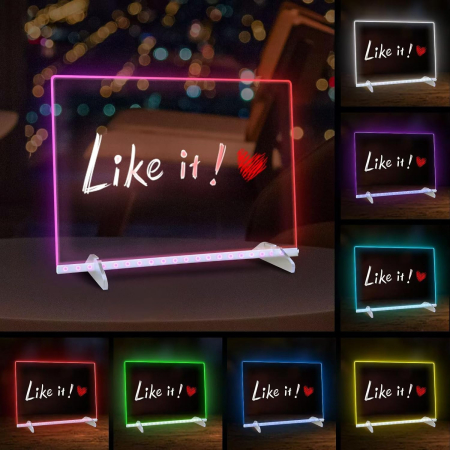 Giftry® Tabla LED Scris si Desen pentru Copii 3+, 7 Culori, 4 Moduri, 35x27 cm, Reutilizabila, Accesorii Complete, Ideal pentru Joaca, Camera, Birou si Home Office, Acril [4]